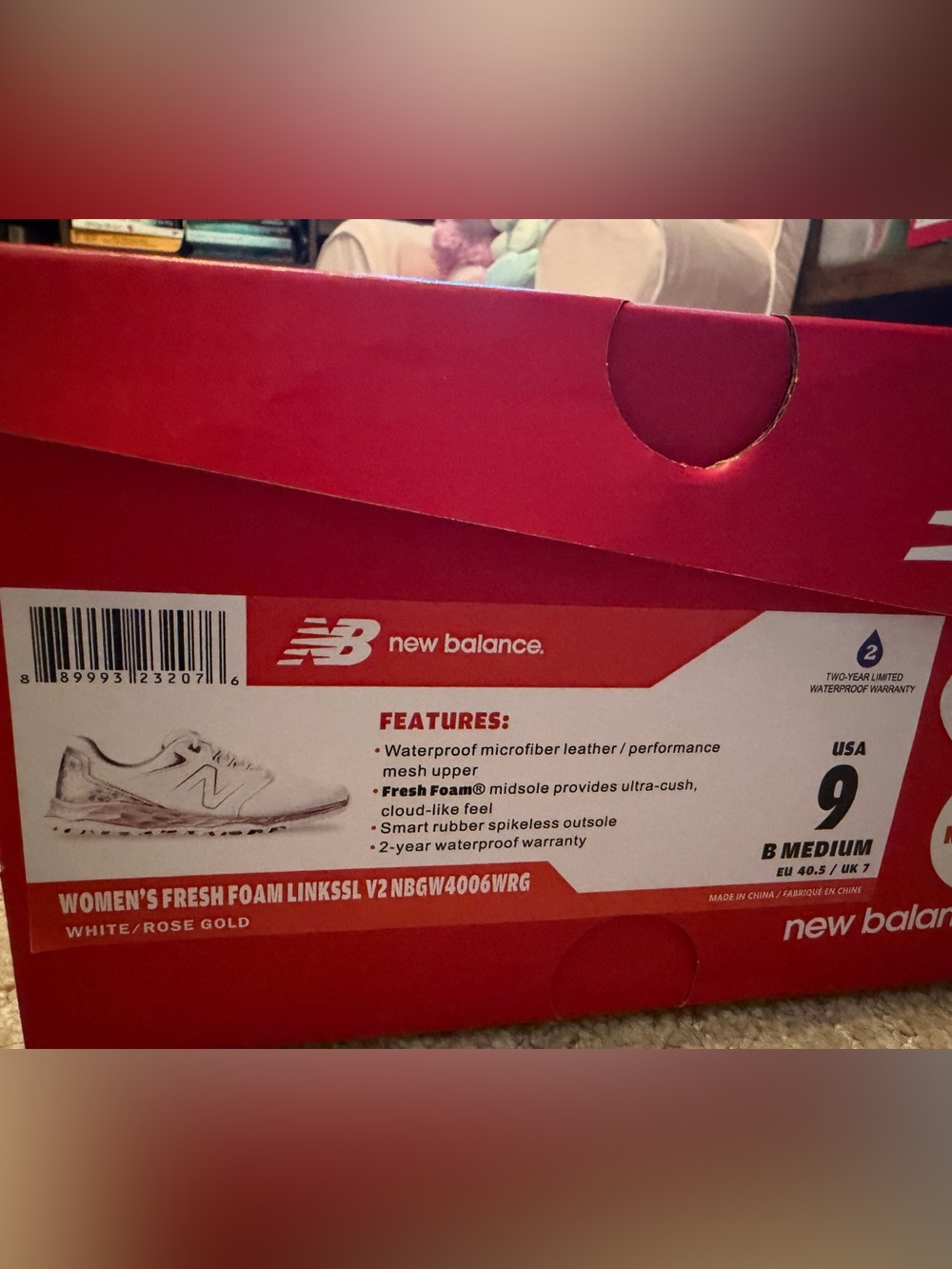 New Balance Women’s White and Rose Gold Athletic Sneakers - golf shoes - Picture 6 of 8